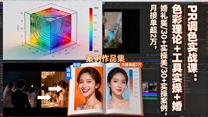 PR调色实战课：色彩理论+工具实操+婚礼医美/30+实操案例，月接单超2万-龙腾资源站