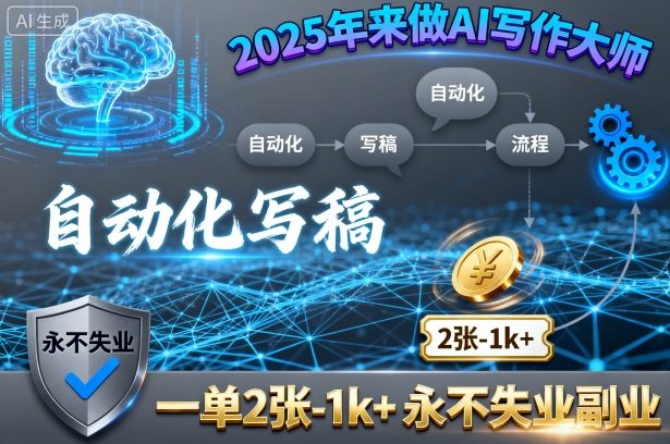 2025年来做AI写作大师，自动化写稿，一单2张-1k+，永不失业副业-龙腾资源站