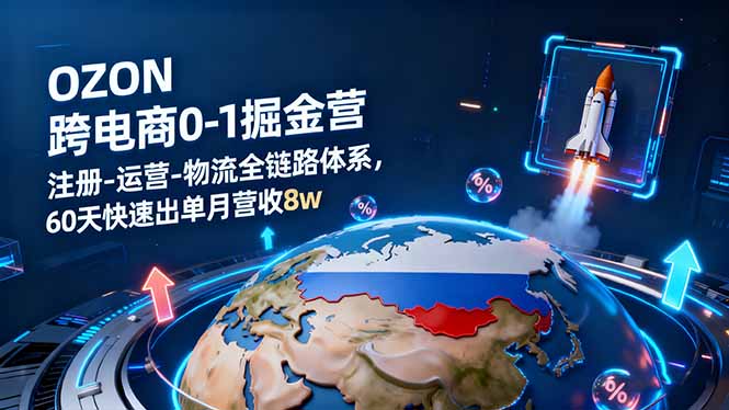 OZON跨境电商0-1掘金营：注册-运营-物流全链路体系，60天快速出单月营收8w-龙腾资源站