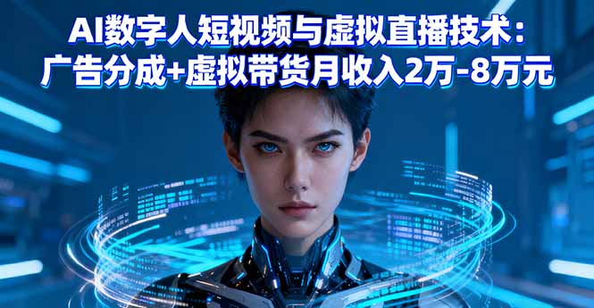 AI数字人短视频与虚拟直播技术：广告分成+虚拟带货月收入2万-8万元-龙腾资源站