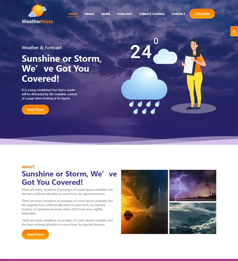 HTML响应式天气预报网站源码-龙腾资源站