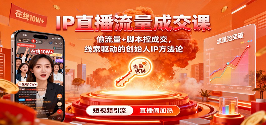 IP直播流量成交课：偷流量+脚本控成交，线索驱动的创始人IP方法论-龙腾资源站