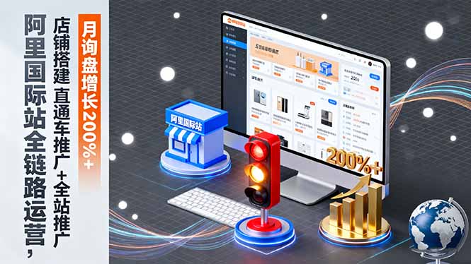 阿里国际站全链路运营，店铺搭建+直通车推广+全站推广，月询盘增长200%+-龙腾资源站