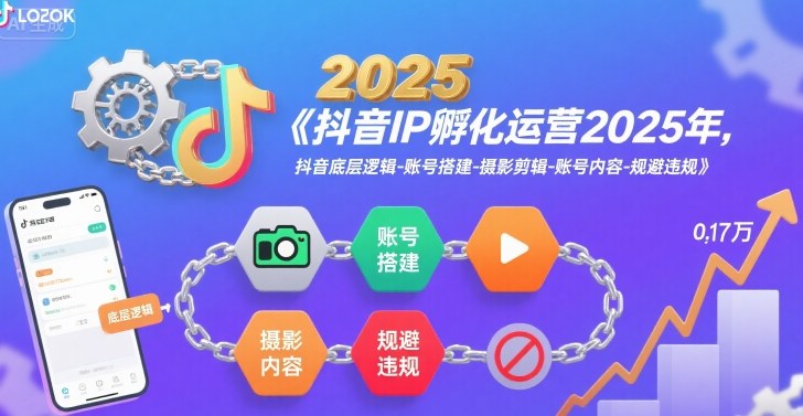 抖音IP孵化运营2025年，抖音底层逻辑-账号搭建-摄影剪辑-账号内容-规避违规-龙腾资源站