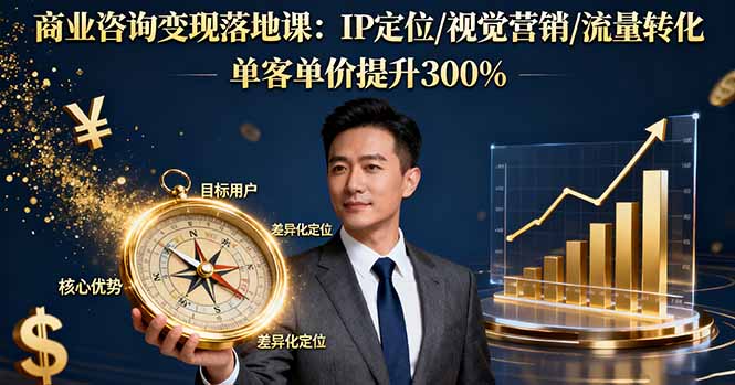 商业咨询变现落地课：IP定位/视觉营销/流量转化，单客单价提升300%-龙腾资源站