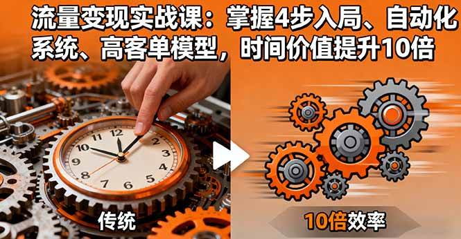 (16197期)流量变现实战课:掌握4步入局、自动化系统、高客单模型,时间价值提升10倍-龙腾资源站