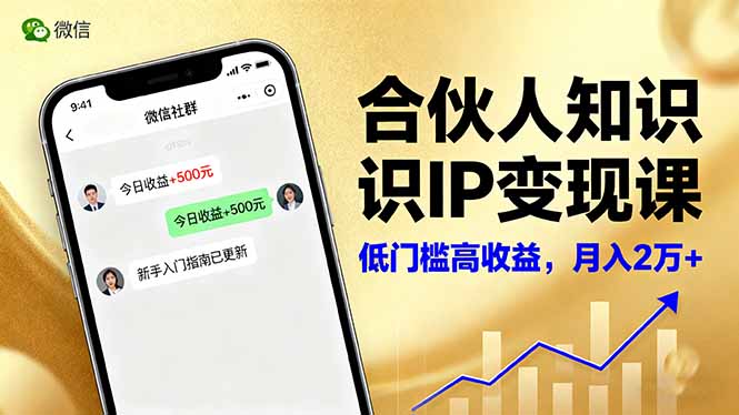 合伙人知识IP变现课，微信生态,内容创作与爆款打造,全网引流，新手月入2w+-龙腾资源站