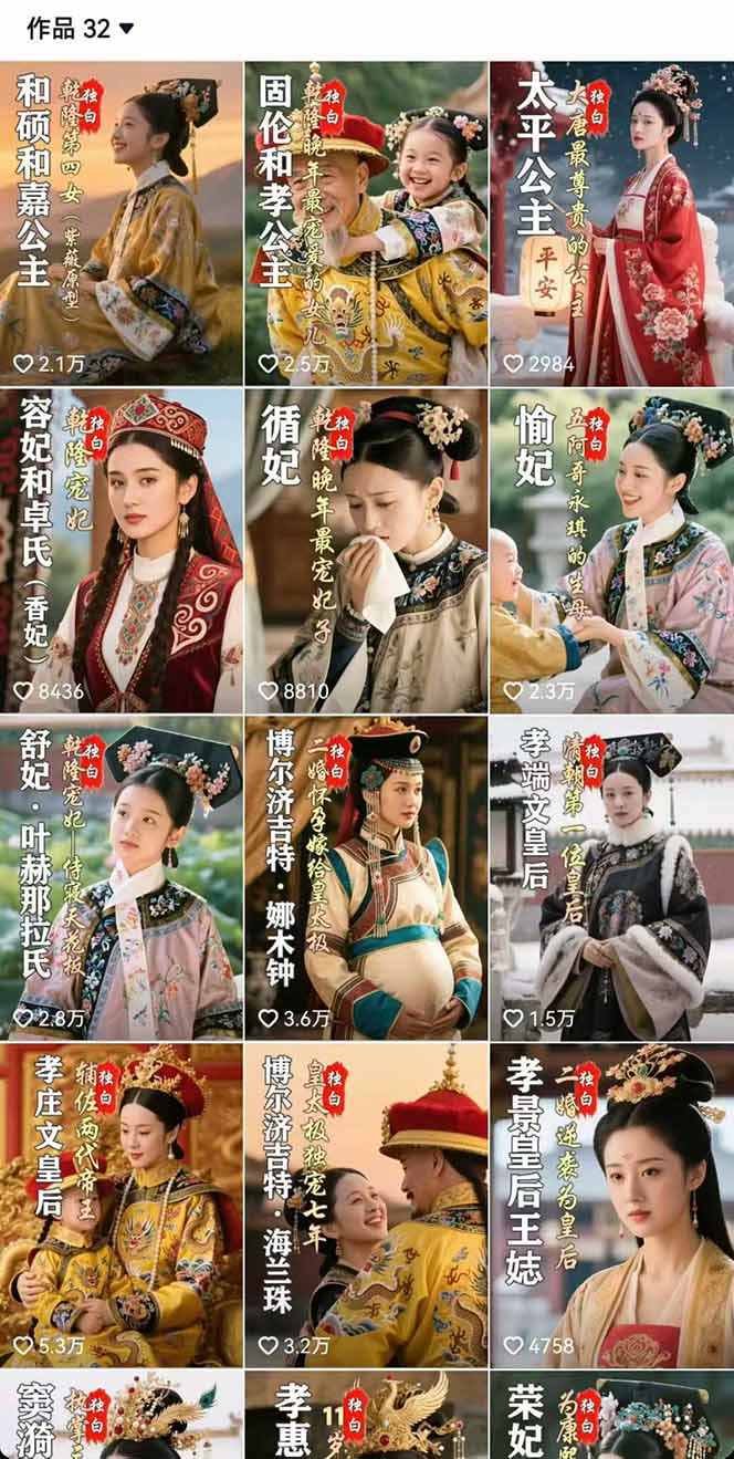 历史女性人物创作课：独白文案+AI克隆+蒙版剪辑，3个月涨粉22w+副业月入3w|龙腾资源站