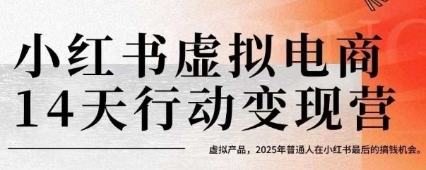 小红书虚拟电商14天变现训练营，虚拟产品，2025年普通人在小红书最后的搞钱机会|龙腾资源站