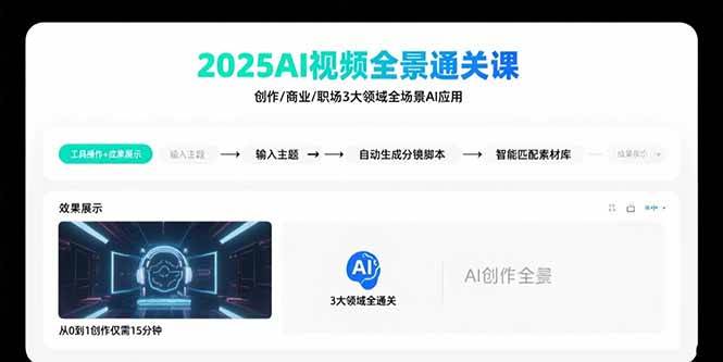 （15762期）2025AI视频全景通关课：涵盖创作/商业/职场3大领域 掌握AI全场景应用-龙腾资源站