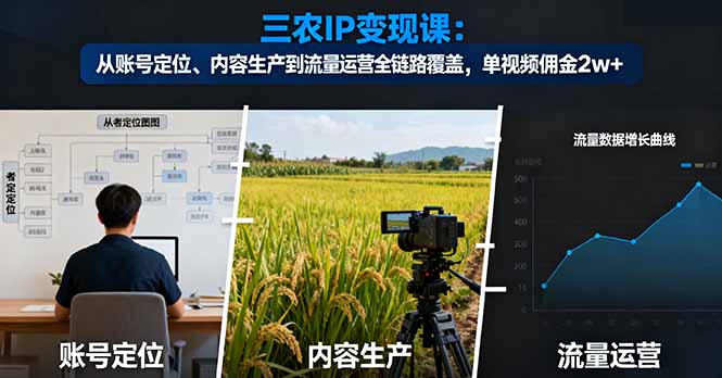 三农IP变现课：从账号定位、内容生产到流量运营全链路覆盖，单视频佣金2w+-龙腾资源站