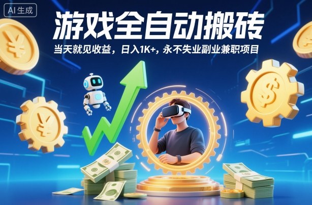 游戏全自动搬砖，当天就见收益，日入1K+，永不失业副业兼职项目【揭秘】-龙腾资源站