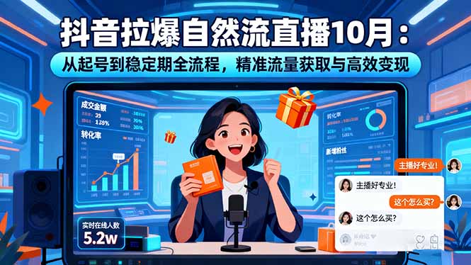 抖音拉爆自然流直播10月：从起号到稳定期全流程，精准流量获取与高效变现-龙腾资源站