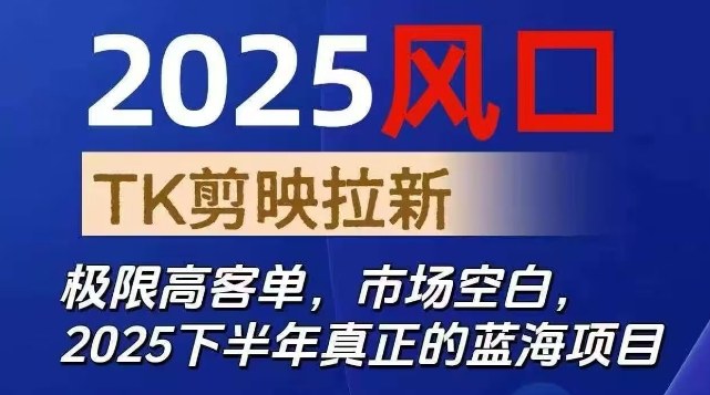 2025风口TK剪映capcut拉新项目，极限高客单，市场空白，2025下半年真正的蓝海项目-龙腾资源站