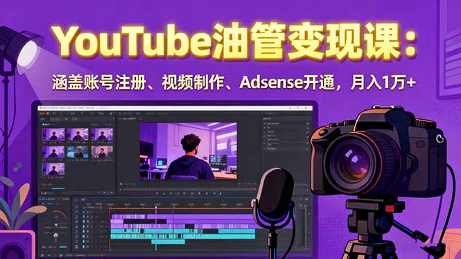 2025YouTube油管变现课：涵盖账号注册、视频制作、Adsense开通，月入1万+-龙腾资源站