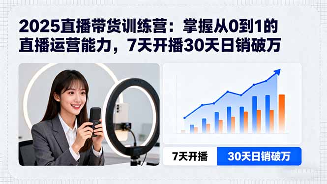 2025直播带货训练营：掌握从0到1的直播运营能力，7天开播30天日销破万-龙腾资源站