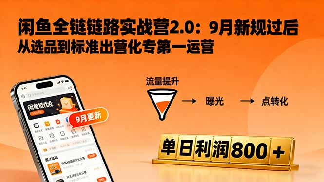 闲鱼变现课3.0：掌握链接优化、流量提升、商业变现，单日利润800+-龙腾资源站