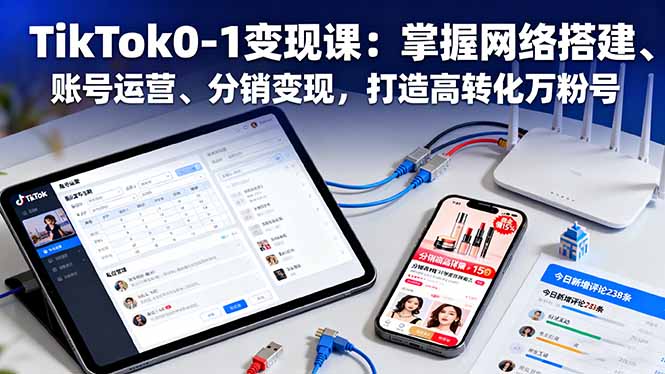 TikTok0-1变现课：掌握网络搭建、账号运营、分销变现，打造高转化万粉号-龙腾资源站